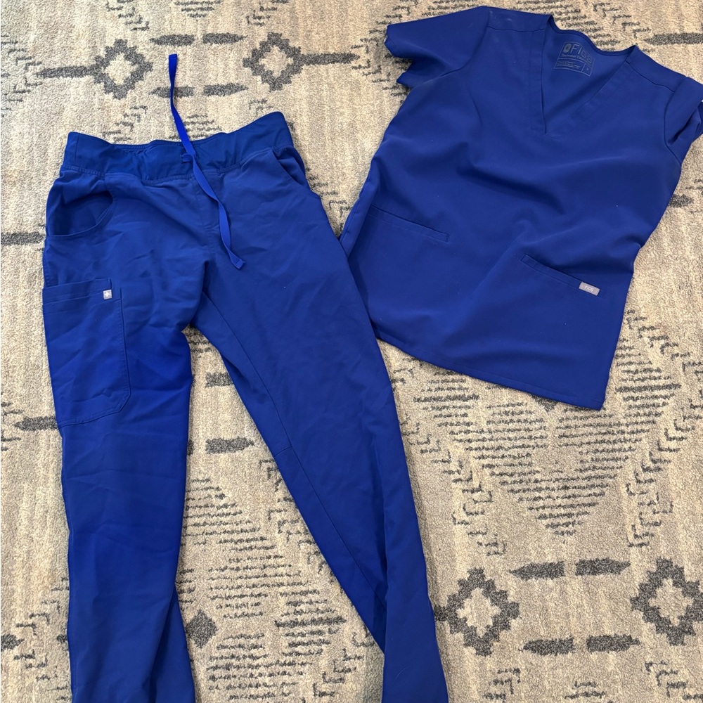 Figs Blue Track Pants Joggers Vibrant Athletic Wear